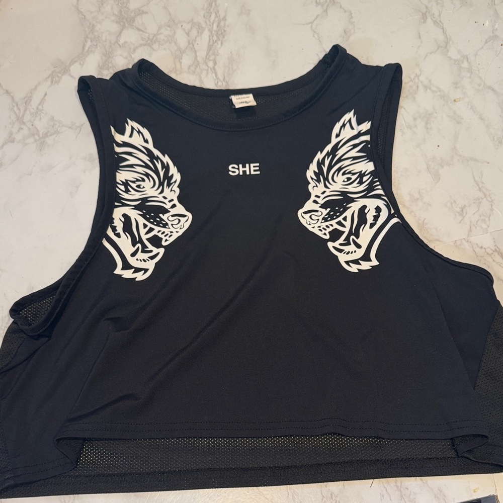 Darc Sport Black Crop Top with White Graphic